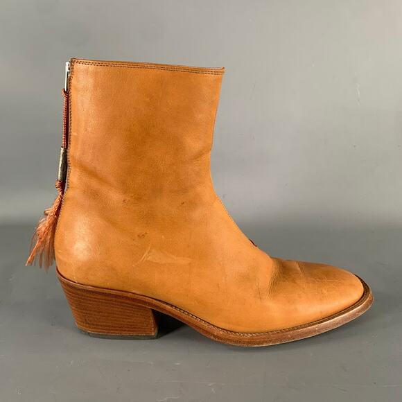 ACNE Size 8 Brown Crackled Leather Ankle Boots main image 6